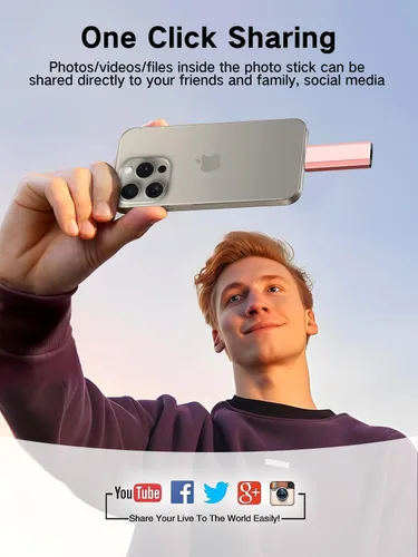 Vista 7 de EATOP Unidad Flash de 256GB Destinada para iPhone iPad, Memoria Stick de Almacenamiento para Copia de Seguridad de Fotos y Videos, Compatible