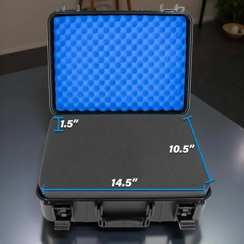 Vista 6 de CASEMATIX Funda rígida para laptop de 15.6 pulgadas – Funda de transporte de viaje resistente a prueba de golpes con protección de espuma