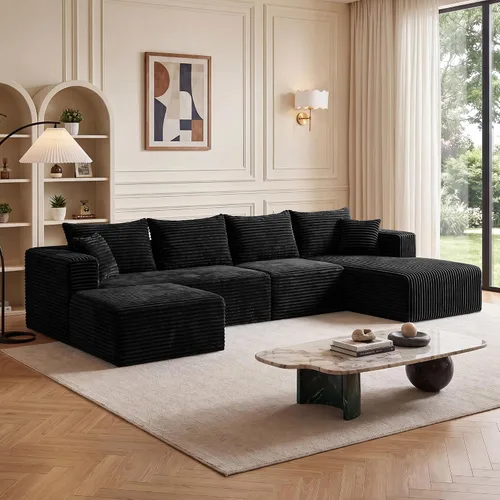 Vista 25 de Sofá seccional deshuesado en forma de L con diván orientado a la izquierda Negro