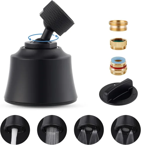 Vista 7 de Hygie Rinse Reemplazo de la cabeza del grifo del fregadero de cocina, accesorio rociador de 4 grifos rociadores con giro de ángulo grande, rosca