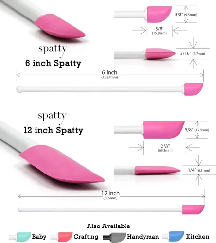 Vista 7 de Extiende tu belleza con Spatty, conjunto de dos piezas combinadas Espátulas Last Drop de 6 pulgadas y 12 pulgadas, color rosa