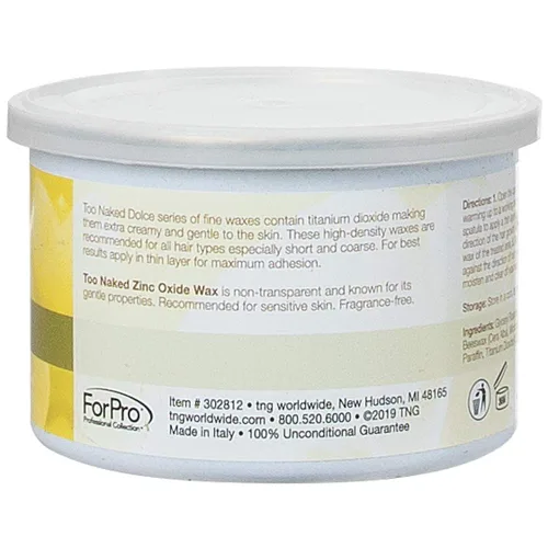 Vista 3 de Too Naked Hair Removal Cera de óxido de zinc para pieles sensibles, extra cremosa, cera de salón no transparente, sin fragancia, 14 onzas.