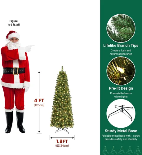 Vista 2 de SHareconn - Árbol de Navidad artificial preiluminado de 4 pies y luces