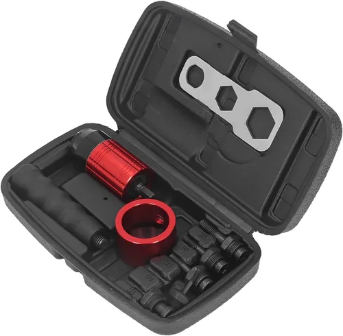 Vista 6 de Zooke Adaptador de pistola de remache eléctrico, herramienta de tuerca de remache inalámbrica con 5 cabezales de remache y llave de mango, kit