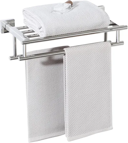 Vista 25 de Alise Toallero, Estante de Toallas con Barras Dobles para Lavabo de Baño, SUS 304 Acero Inoxidable de Montaje en Pared, 40.6 cm Níquel Cepillado