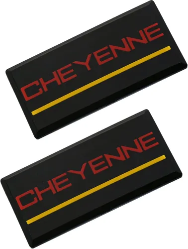 Vista 8 de SSDD 2 emblemas de cabina Cheyenne de repuesto para pilar de techo lateral Chevrolet 88-94 placa de identificación 3D (cromo/amarillo)
