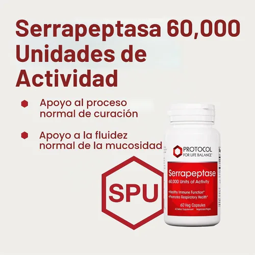 Vista 4 de PROTOCOL FOR LIFE BALANCE Serrapeptasa, respiratoria, 60 cápsulas vegetales
