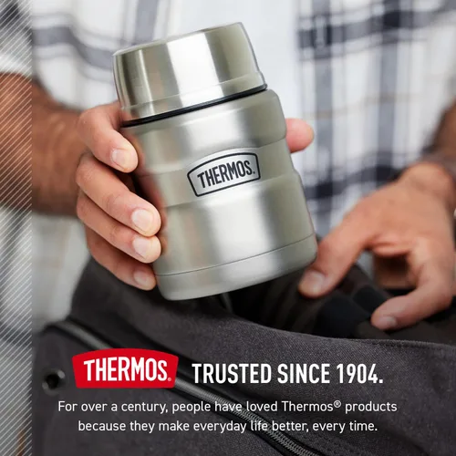 Vista 9 de THERMOS Stainless King - Tarro de alimentos aislado al vacío con cuchara, 16 onzas, verde militar mate Stainless Steel Insulated Food Container