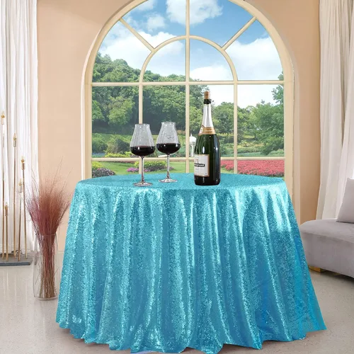 Vista 109 de Manteles redondos de lentejuelas negros para fiestas, de 121,9 cm, mantel redondo de purpurina ajustado, pequeño, lindo y dulce, para boda
