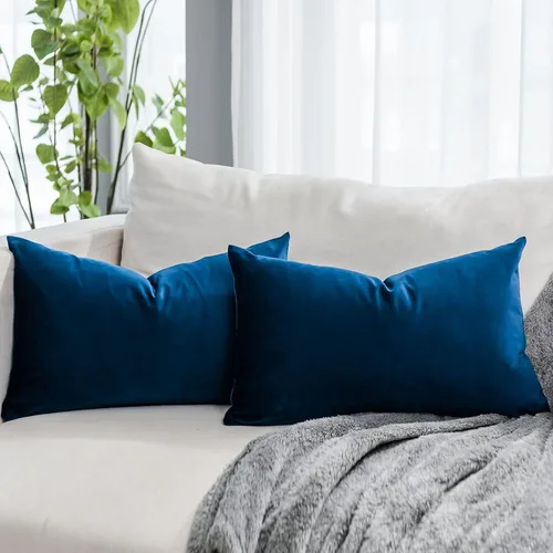 Vista 59 de Juego de 2 fundas de almohada decorativas de terciopelo de 14 x 14 pulgadas con cremallera, fundas de cojín cuadradas suaves y lisas de lujo