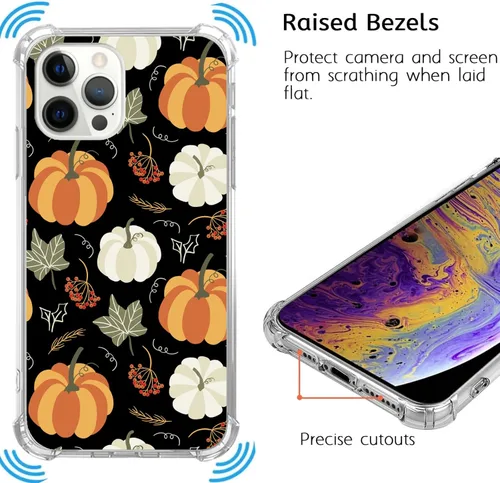 Vista 4 de Funda para iPhone 13 Pro Max con diseño de hojas de otoño y calabaza compatible con iPhone 13 Pro Max, funda de teléfono de Acción de Gracias