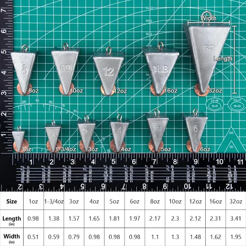 Vista 2 de Dr.Fish Pyramid Sinkers - Pesca de plomo para agua salada, 1 onza-32 onzas/2 libras, triangular, surf, pesca, río, pesca de gato, pompano
