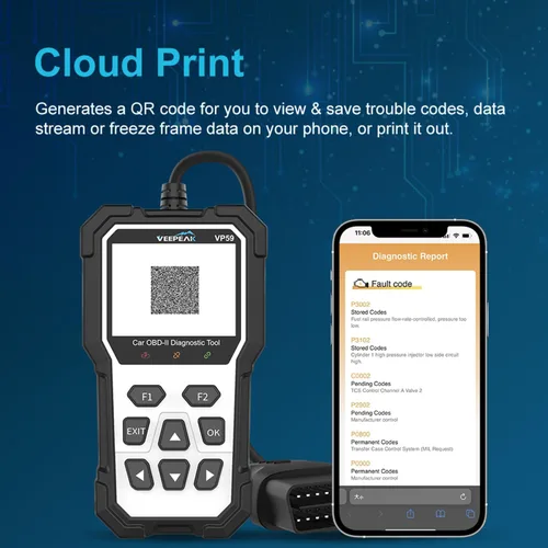 Vista 8 de Herramienta de diagnóstico OBD2 de Veepeak con reinicio, lector de códigos de verificación del motor para coches y camionetas ligeras desde 1996+