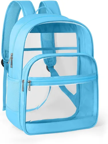 Vista 11 de KIMNERPU Mochila Transparente, Mochila de Libros Transparente de Servicio Pesado para la Escuela, Negro, Mediana, Moderno
