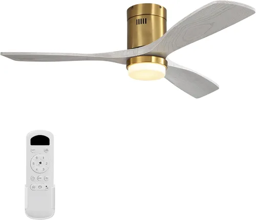 Vista 22 de Sofucor - Ventilador de techo de 52 pulgadas sin luces, moderno, de madera maciza, con control remoto, 5000 CFM de alto flujo de aire, motor CC