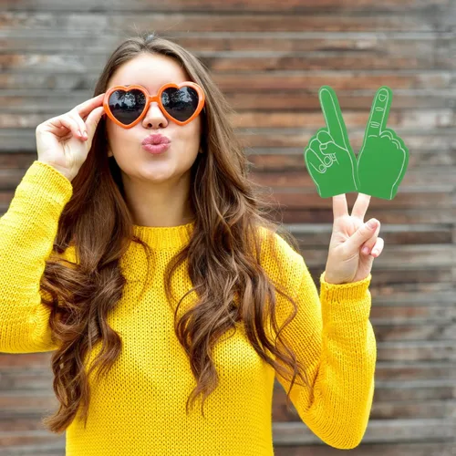 Vista 4 de Operitacx 12 piezas pequeñas de espuma con pompones, porristas y dedos, accesorios para fotos, recuerdos de fiesta deportiva para fiestas, eventos