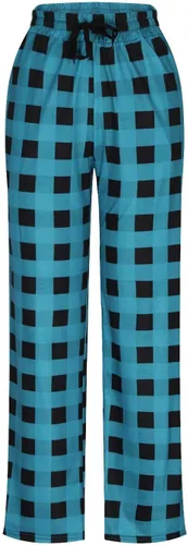 Vista 2 de Pantalones de pijama a cuadros de búfalo para hombre, con cordón elástico en la cintura suelta, pantalones de pijama con bolsillos, informales