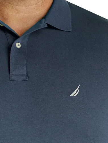 Vista 2 de Nautica Polo de algodón suave liso de manga corta para hombre