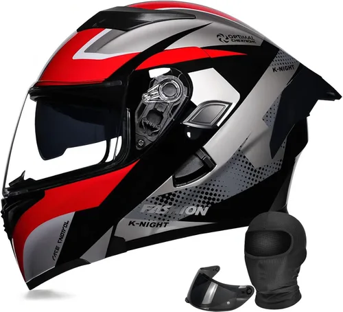 Vista 7 de Casco modular de motocicleta de cara completa aprobado por DOT con protector solar de doble visera, sistema de ventilación múltiple, forro lavable