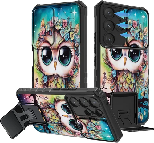 Vista 25 de Funda para Samsung Galaxy A13 5G/4G/A04S, Galaxy A13 5G con cubierta de cámara deslizante, funda de doble capa integrada con función atril