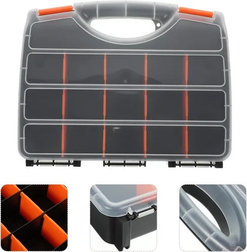Vista 3 de Holibanna Caja organizadora de piezas de plástico multiusos con divisores, pequeños componentes electrónicos, contenedor de almacenamiento