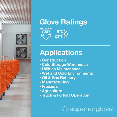 Vista 4 de Superior Glove Guantes de Trabajo de Invierno - Con Forro Polar con Palmas de Agarre Firme Negras (Temperaturas Frías) Guantes para Congelador