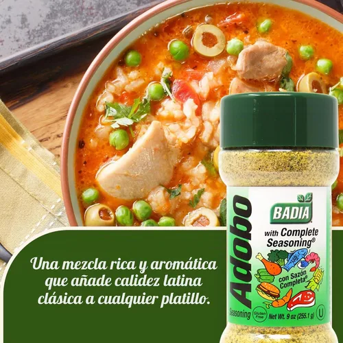 Vista 4 de Badia Adobo con condimento completo, 9 onzas, especias latinas multiusos para cocinar todos los días