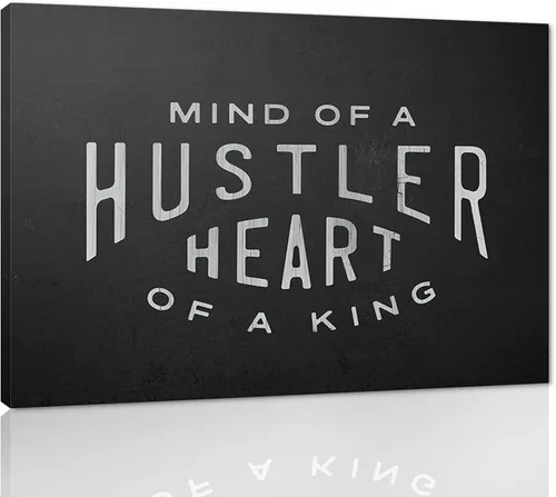 Vista 11 de Inspirational Hustle Wall Art - Lion Head withEncouraging Quotes Canvas Print Motivational Wall Decor, Black and White Office Picturtes Success