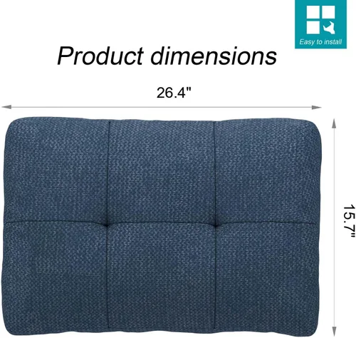 Vista 2 de Belffin Cojín de respaldo para sofá modular seccional rectangular, almohadas de tela modernas (azul)