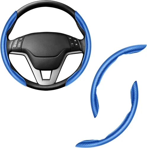 Vista 11 de Amiss 3 piezas de cubierta de volante de fibra de carbono antideslizante, diseño de mariposa impermeable y segmentado, protector de rueda para Negro
