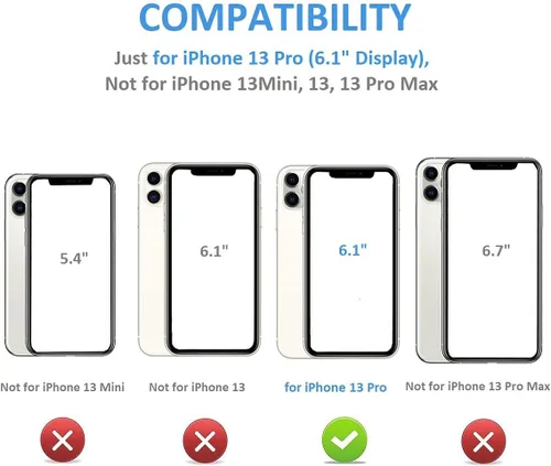 Vista 2 de ONETOP - Funda tipo cartera compatible con iPhone 13 Pro con soporte para tarjetas, funda de piel sintética con ranuras para tarjetas, doble cierre