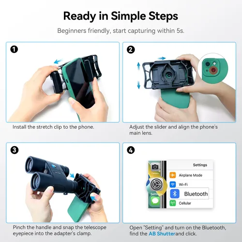 Vista 7 de APEXEL Adaptador de Teléfono para Telescopio, Adaptador de Foto Binocular para Android e iPhone, Soporte de Montaje de Teléfono para Telescopio
