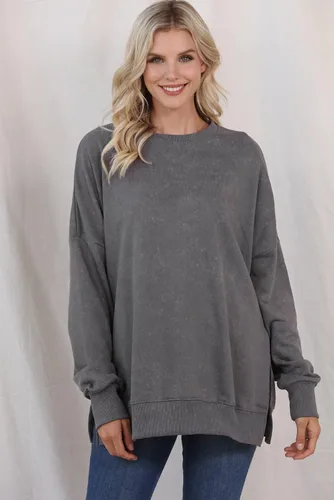 Vista 6 de SHEWIN Sudadera casual de manga larga con cuello redondo para mujer, ligera, holgada