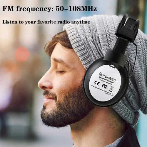 Vista 6 de Retekess Auriculares de radio FM TR101, radio de auriculares