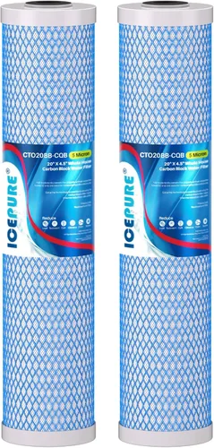 Vista 17 de ICEPURE Filtro de agua de carbón activado y KDF de gran capacidad de 4.5 x 20 pulgadas, filtración de metal pesado para toda la casa, filtro de agua