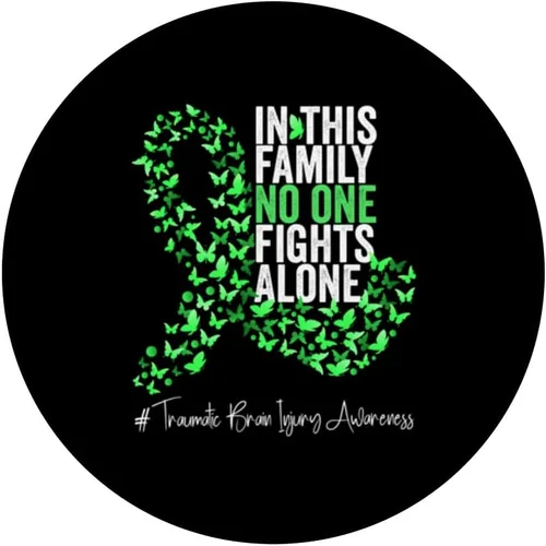 Vista 3 de Mes de concientización sobre lesiones cerebrales traumáticas PopSockets de cinta verde PopGrip intercambiable