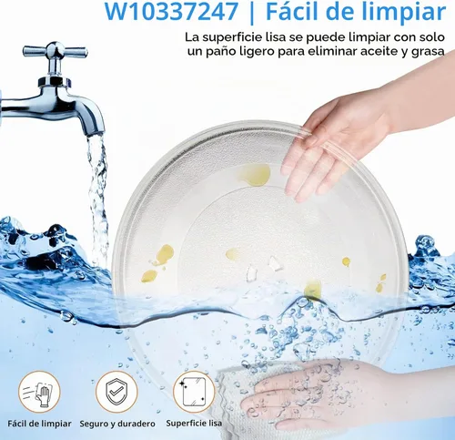 Vista 4 de Placa giratoria de vidrio de 12 pulgadas para microondas Whirlpool y otros microondas de 1.5 y 1.7 pies cúbicos. Reemplaza WPW10337247 W11335034