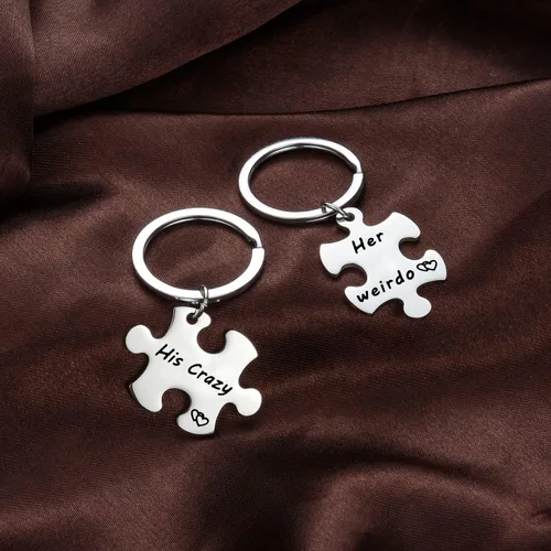 Vista 4 de YEEQIN Juego de 2 llaveros para parejas, regalos para parejas, novios, joyería personalizada para parejas, regalo para novios, novias, amantes