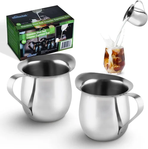 Vista 6 de Crema de campana de acero inoxidable para jarra de espuma de café expreso (2, 3 onzas)