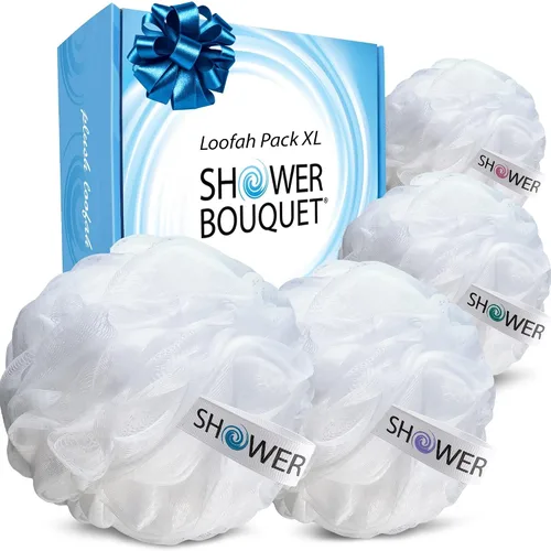Vista 11 de SHOWER BOUQUET Esponja de baño de lufa XL Swirl-Deep-Deep-4-Pack/ Extra Grande 2.65 oz de malla suave Luffa Loofa Lufa Lufa Puff Set/Exfoliante