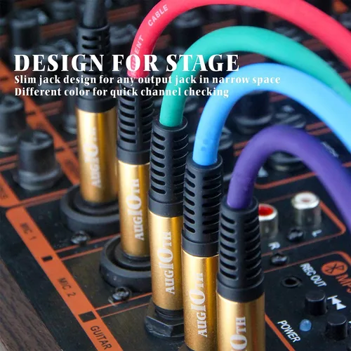 Vista 6 de Cable de guitarra de 3 pies, paquete de 4 colores recto a recto Etapa instrumento eléctrico bajo cable AMP cable 1/4 TS mono enchufe, flexible