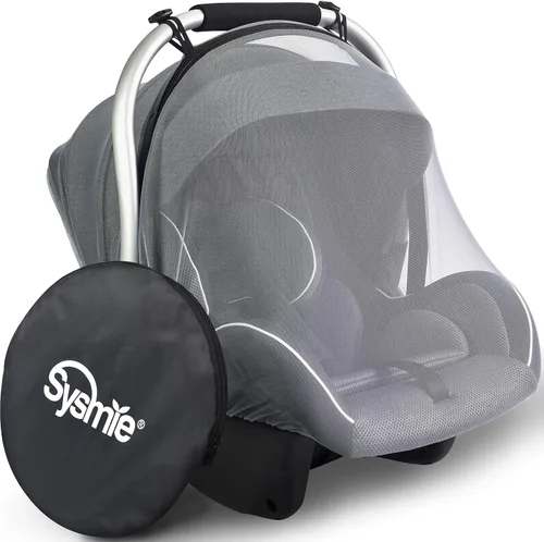 Vista 8 de Sysmie Mosquitera para cochecito Mosquitera para asiento de automóvil con cremallera, ajuste universal, calidad premium, duradera - Negro..
