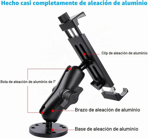 Vista 3 de Soporte para tablet de coche de aluminio con base de taladro