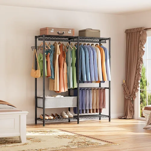 Vista 8 de Golpart Armario de metal resistente con estantes de alambre ajustables Closet Organizers and Storage Clothing Rack Metal System Freestanding