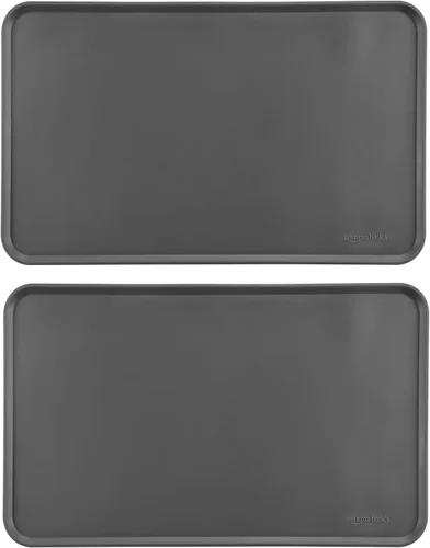Vista 10 de Amazon Basics Tapete de silicona antideslizante e impermeable para comida de gatos y perros, tapetes para mascotas con bordes elevados para tazones