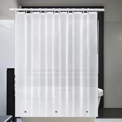 Vista 10 de Forro de cortina de ducha estrecho de 24 x 72 pulgadas con imanes inferiores y clips magnéticos para mantener cerrado, forro de ducha pequeño