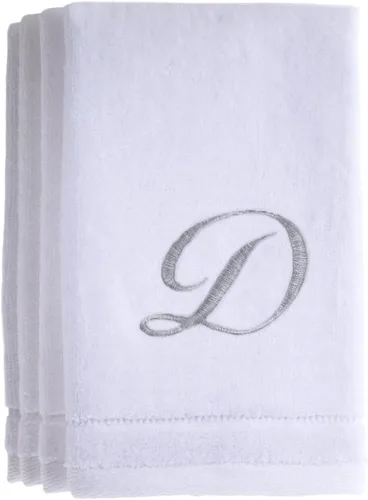 Vista 10 de Set de 4 toallas bordadas, de 11 x 18 pulgadas, extra absorbente, de algodón, acabado suave de terciopelo. Para baño/cocina/spa