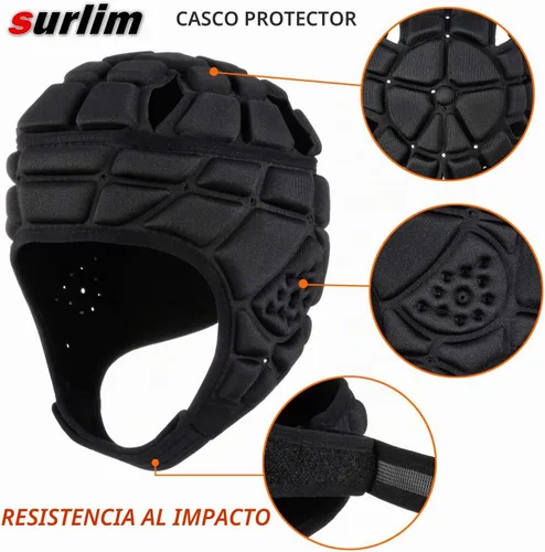 Vista 4 de Surlim Casco de fútbol con bandera de carcasa suave para jóvenes, casco de Negro
