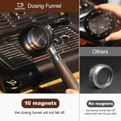Vista 2 de MEION Embudo dosificador para portafiltros de 2.008 in, embudo dosificador magnético de café con 10 imanes de neodimio, accesorios para herramientas