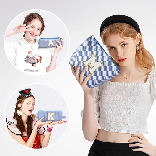 Vista 2 de YOOLIFE Bolsa de maquillaje personalizada para mujer, bolsa de maquillaje de viaje inicial para mamá, regalos de cumpleaños, regalo de cumpleaños